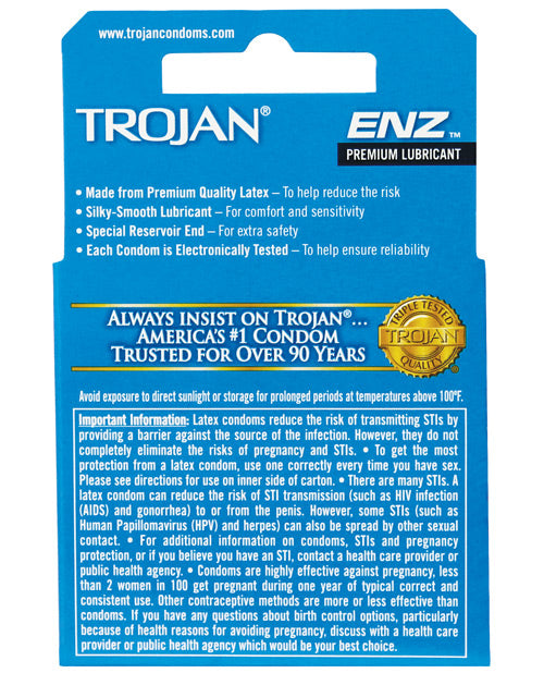 Trojan Enz Lubricated Condoms - Box Of 3 Eve's Body Shop Trojan Enz Lubricated Condoms - Box Of 3 Eve's Body Shop