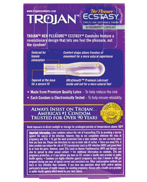 Trojan Her Pleasure Ecstasy Condoms - Box Of 10 Eve's Body Shop Trojan Her Pleasure Ecstasy Condoms - Box Of 10 Eve's Body Shop