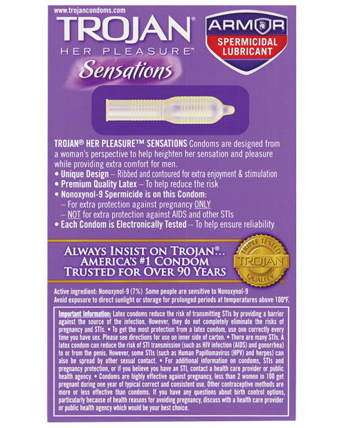 Trojan Her Pleasure Spermicidal Lubricant Condoms - Box Of 12 Eve's Body Shop Trojan Her Pleasure Spermicidal Lubricant Condoms - Box Of 12 Eve's Body Shop