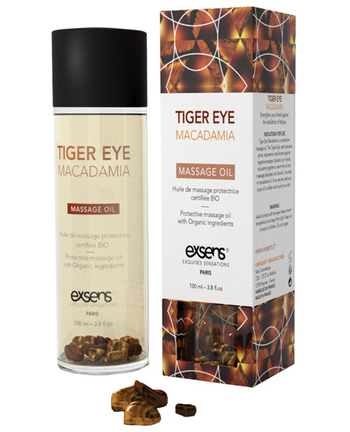 Exsens Of Paris Organic Massage Oil W-stones - Tiger Eye Macadamia