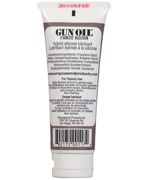 Gun Oil Force Recon Hybrid Silicone Based Lube - 3.3 Oz Tube Eve's Body Shop Gun Oil Force Recon Hybrid Silicone Based Lube - 3.3 Oz Tube Eve's Body Shop