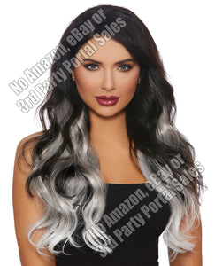 Long Wavy Ombre 3 Pc Hair Extensions - Gray-white