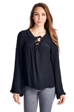 Marcelle Margaux Lace-Up Bell-Sleeve Top - WholesaleClothingDeals - 1