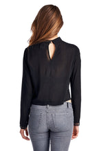 Urban Love Black Lace Panel Long Sleeve Crop Top - WholesaleClothingDeals - 3