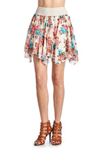 Urban Love Printed Floral Skirt with Elastic Lace Waistband - WholesaleClothingDeals - 1