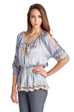Urban Love Cold Shoulder Smocked Woven Top with Crochet Detail - WholesaleClothingDeals - 2