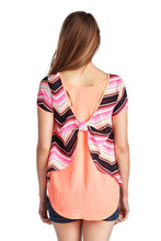 Urban Love Short Sleeve Shirred Front Top with Bow Back Detail - WholesaleClothingDeals - 4