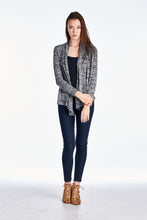 Christine V Long Sleeve Black & Grey Melange Knit Open Cardigan - WholesaleClothingDeals - 2