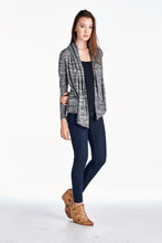 Christine V Long Sleeve Black & Grey Melange Knit Open Cardigan - WholesaleClothingDeals - 3