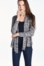 Christine V Long Sleeve Black & Grey Melange Knit Open Cardigan - WholesaleClothingDeals - 1
