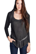 Urban Love Long Sleeve Hooded Vintage Wash Top - WholesaleClothingDeals - 1