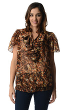 Christine V Printed Chiffon Smocked Waist Ruffle Top - WholesaleClothingDeals - 29