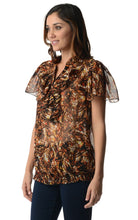 Christine V Printed Chiffon Smocked Waist Ruffle Top - WholesaleClothingDeals - 30