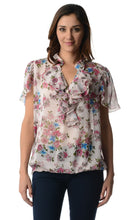 Christine V Printed Chiffon Smocked Waist Ruffle Top - WholesaleClothingDeals - 33