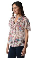 Christine V Printed Chiffon Smocked Waist Ruffle Top - WholesaleClothingDeals - 34