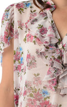 Christine V Printed Chiffon Smocked Waist Ruffle Top - WholesaleClothingDeals - 36