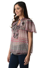 Christine V Printed Chiffon Smocked Waist Ruffle Top - WholesaleClothingDeals - 26