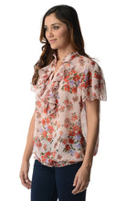 Christine V Printed Chiffon Smocked Waist Ruffle Top - WholesaleClothingDeals - 18