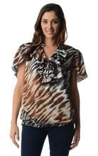 Christine V Printed Chiffon Smocked Waist Ruffle Top - WholesaleClothingDeals - 69