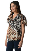 Christine V Printed Chiffon Smocked Waist Ruffle Top - WholesaleClothingDeals - 70
