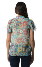 Christine V Printed Chiffon Smocked Waist Ruffle Top - WholesaleClothingDeals - 47