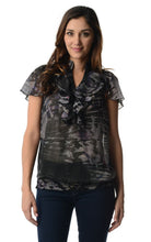Christine V Printed Chiffon Smocked Waist Ruffle Top - WholesaleClothingDeals - 49