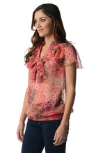 Christine V Printed Chiffon Smocked Waist Ruffle Top - WholesaleClothingDeals - 62
