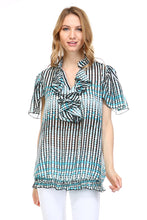 Christine V Printed Chiffon Smocked Waist Ruffle Top - WholesaleClothingDeals - 5