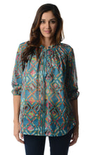 Christine V 3/4 Sleeve Printed Chiffon Button Top - WholesaleClothingDeals - 1