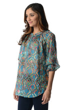 Christine V 3/4 Sleeve Printed Chiffon Button Top - WholesaleClothingDeals - 2