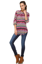 Christine V 3/4 Sleeve Printed Chiffon Button Top - WholesaleClothingDeals - 32
