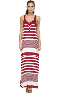 Christine V Variegated Stripe Rayon Spandex Maxi Tank Dress - WholesaleClothingDeals - 1