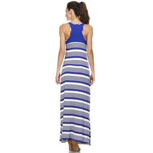 Christine V Variegated Stripe Rayon Spandex Maxi Tank Dress - WholesaleClothingDeals - 8