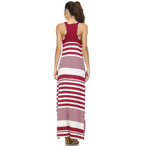 Christine V Variegated Stripe Rayon Spandex Maxi Tank Dress - WholesaleClothingDeals - 4
