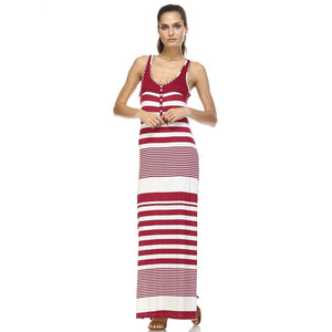 Christine V Variegated Stripe Rayon Spandex Maxi Tank Dress - WholesaleClothingDeals - 2