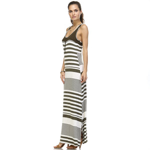 Christine V Variegated Stripe Rayon Spandex Maxi Tank Dress - WholesaleClothingDeals - 11