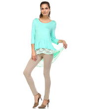 Urban Love 3/4 Sleeve Hi-Low Top with Lace Hem Detail - WholesaleClothingDeals - 4