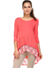 Urban Love 3/4 Sleeve Hi-Low Top with Lace Hem Detail - WholesaleClothingDeals - 5