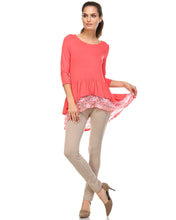 Urban Love 3/4 Sleeve Hi-Low Top with Lace Hem Detail - WholesaleClothingDeals - 8