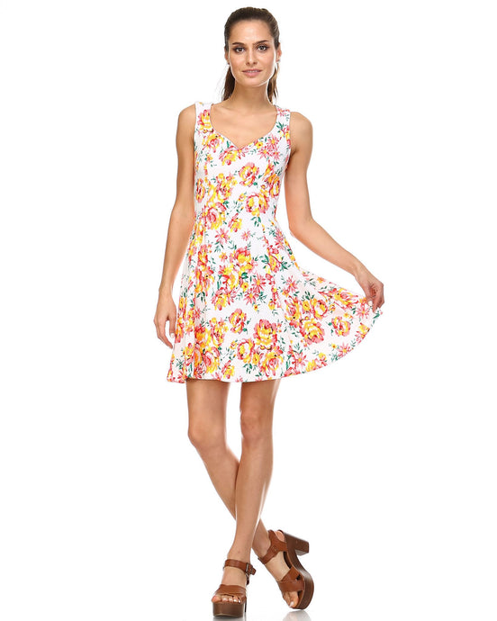 Urban Love Floral Printed Skater Dress - WholesaleClothingDeals - 1