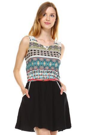 Urban Love Crochet Detail Belted Sleeveless Dress - WholesaleClothingDeals - 2