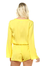 Women's Long Sleeve Waist Tie Romper