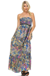 Marcelle Margaux Paisley Printed Strapless Belted Maxi Dress -  - 4