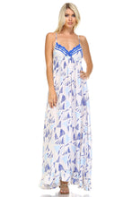 Marcelle Margaux Printed Tie-Back Maxi Dress w/Lace Trim -  - 1