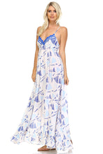 Marcelle Margaux Printed Tie-Back Maxi Dress w/Lace Trim -  - 3