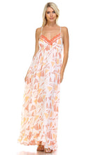 Marcelle Margaux Printed Tie-Back Maxi Dress w/Lace Trim -  - 6