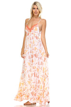 Marcelle Margaux Printed Tie-Back Maxi Dress w/Lace Trim -  - 7