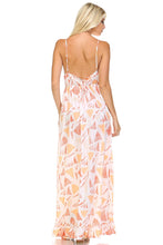Marcelle Margaux Printed Tie-Back Maxi Dress w/Lace Trim -  - 8