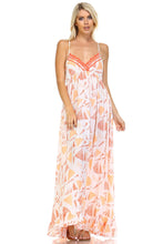 Marcelle Margaux Printed Tie-Back Maxi Dress w/Lace Trim -  - 5