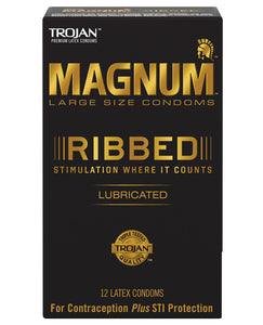 Trojan Magnum Ribbed Condoms - Box Of 12